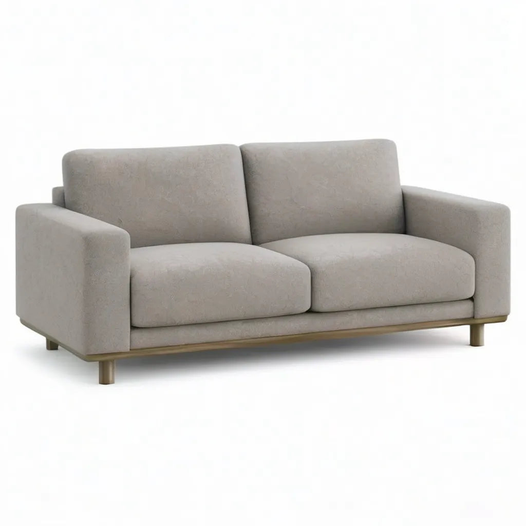 Sofa, 2-fotelikowa sofa z tapicerką poliestrową i ramką z litego drewna w kolorze szarym 170 x 88 x 82 cm