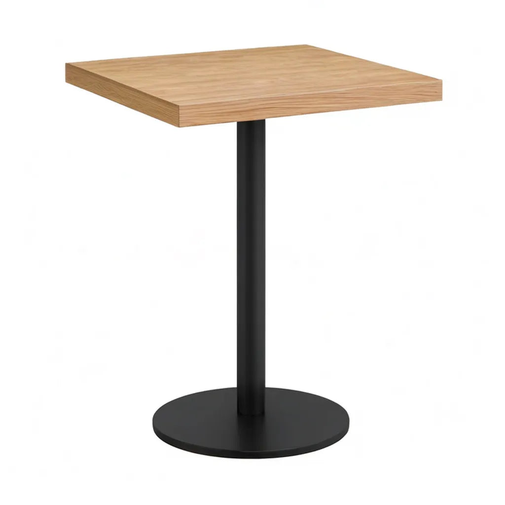 Stół do jadalni, Kwadratowy stół jadalny 70 x 70 x 75 cm MDF ocynkowany dębowy nóżki czarna stal