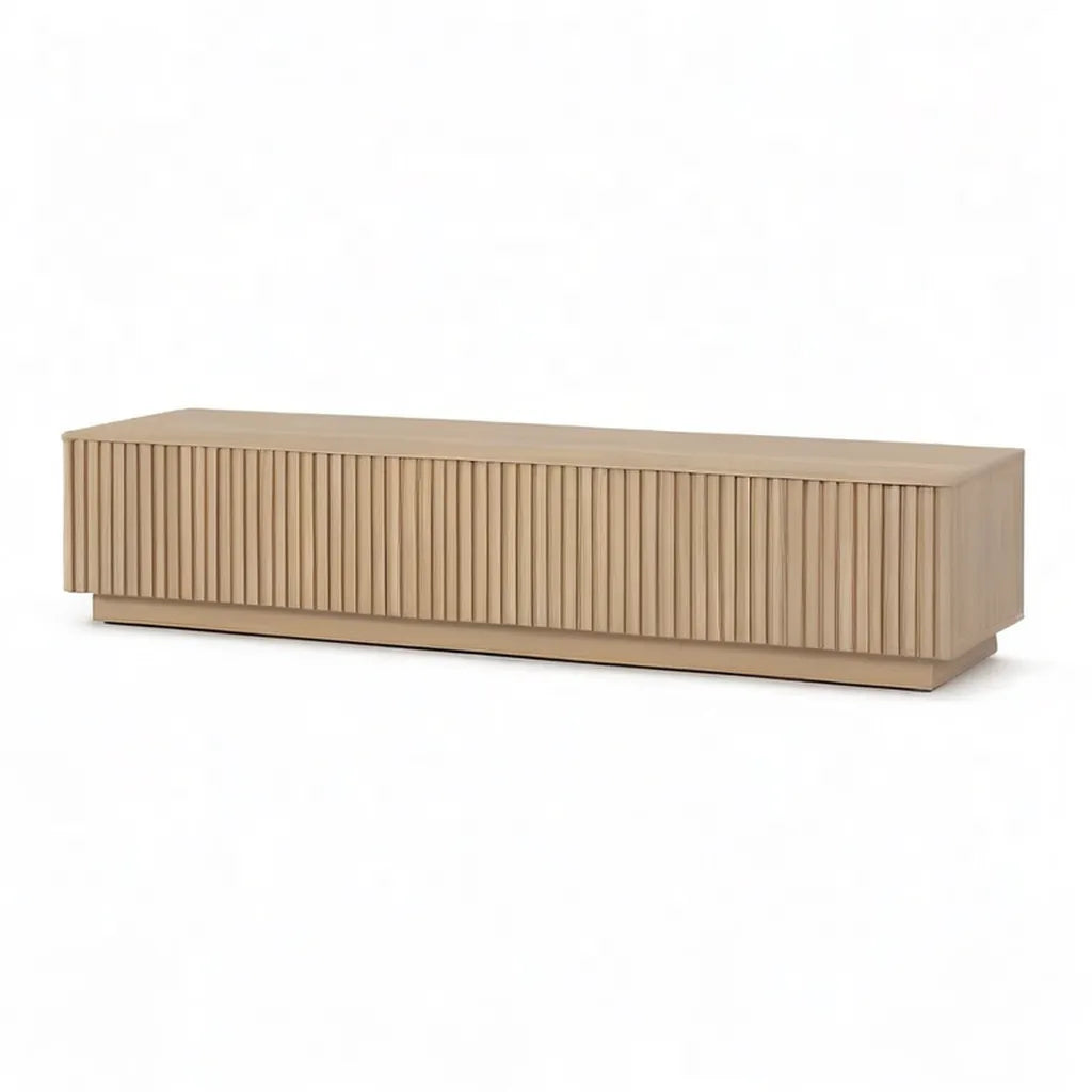 Szafka RTV, Niskostopowa telewizja z prostokątnym 180 x 40 x 45 cm MDF z dębowym fornirem