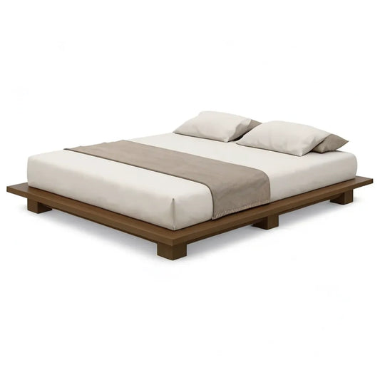 Łóżko, Futon łóżko ramka 180 x 200 cm lite drewno prostokątne ciemnobrązowy