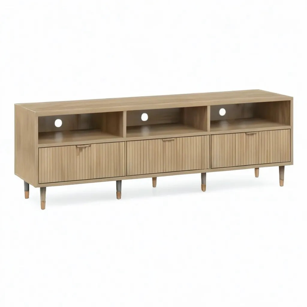 Szafka RTV, TV- Lowboard 180 x 40 x 60 cm MDF Dąb naturalny Optyka prostokątna